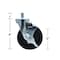 Bk Resources 5-inch Threaded Stem Casters, Polyolefin Wheels, Top Lock Brake, 300lb Capacity, 4PK 5SBR-5ST-LDP-PS4 - alternate 2